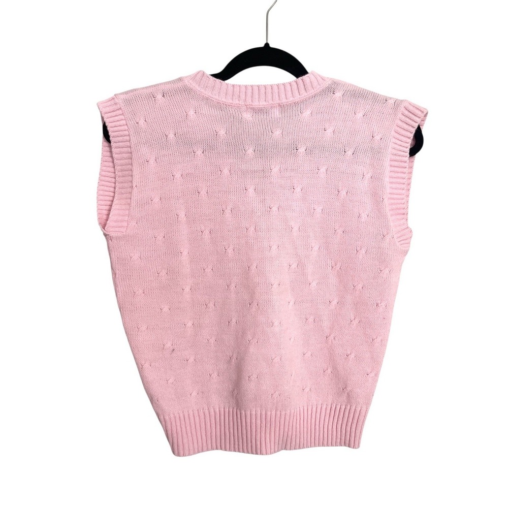 Women's Vintage Honors Pink Sweater Vest Sz M 80s Made In USA Preppy‎ Academia - Picture 2 of 11